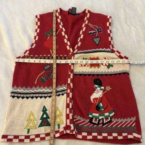 Theme Works Kikit Women XL Christmas Sweater Vest Vintage Red Holiday Snowman - Picture 3 of 10